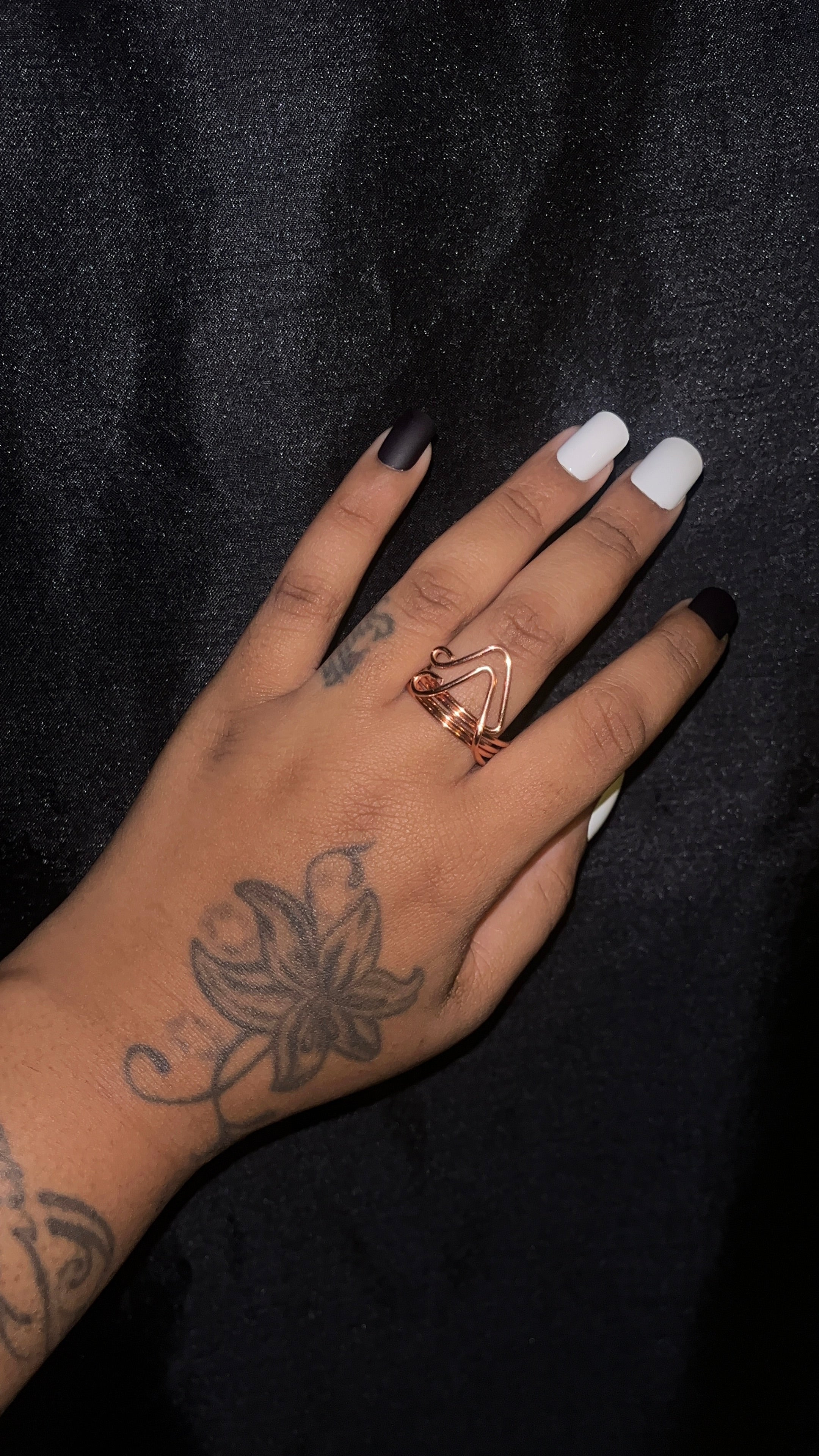 Copper double triangle ring