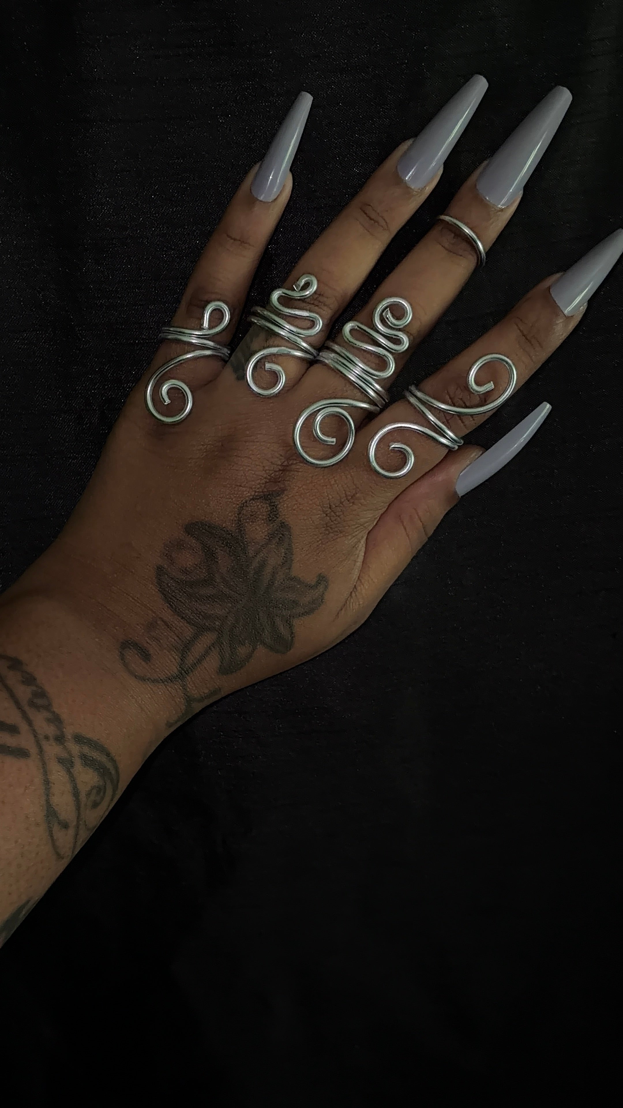 4 piece silver ring stack