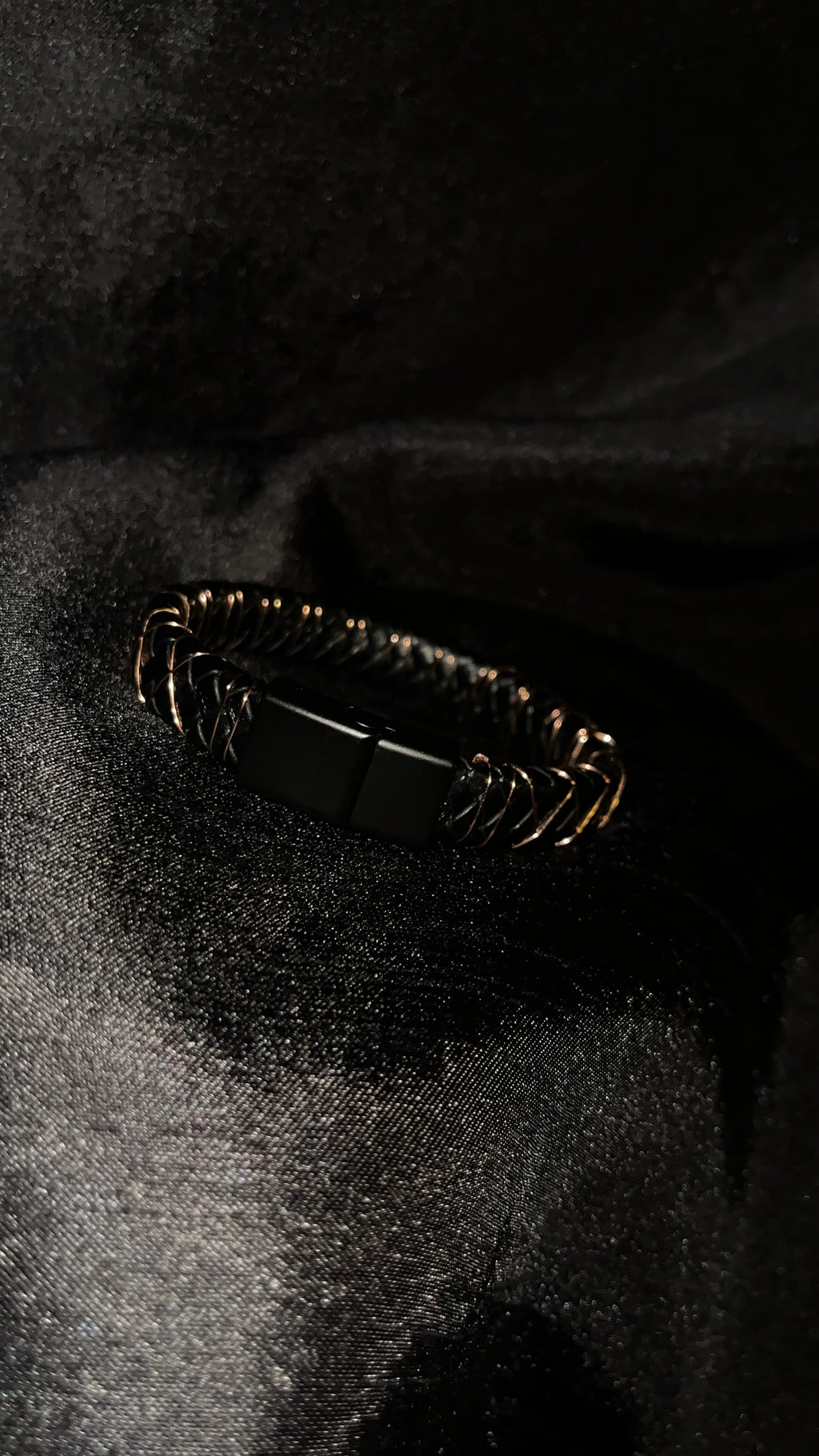 Black cord copper bracelet