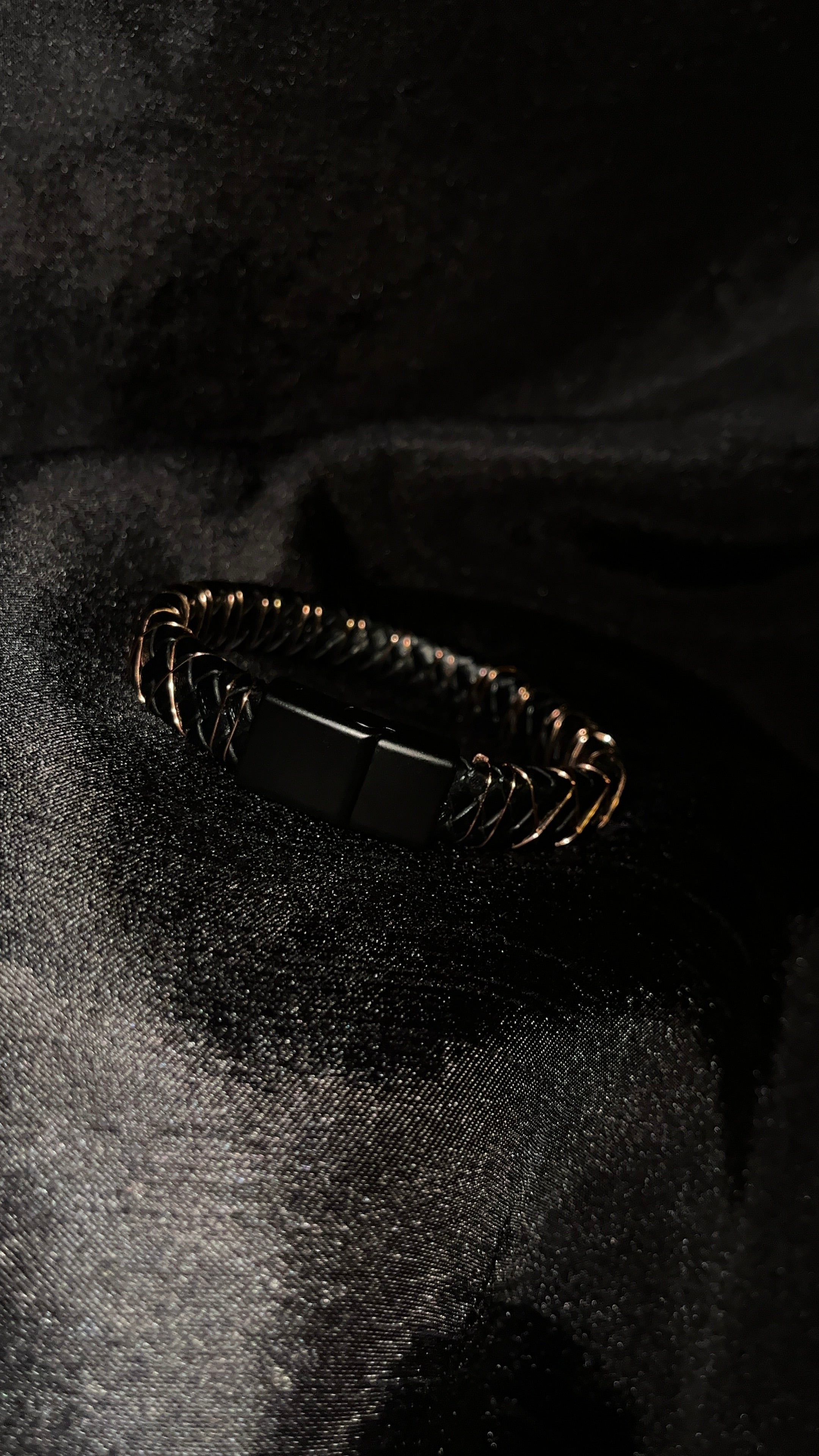 Black cord copper bracelet