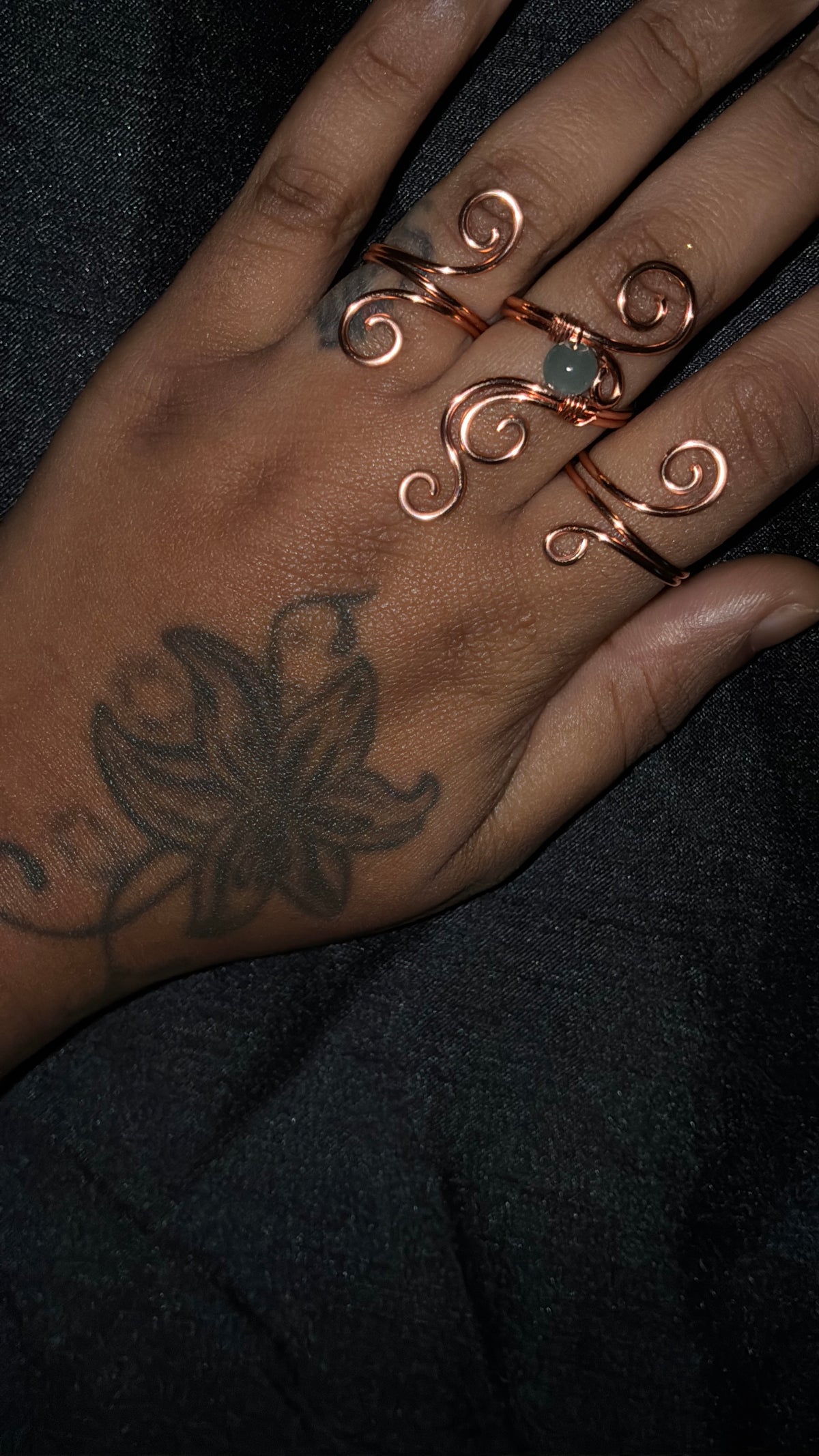 Green agate ring set