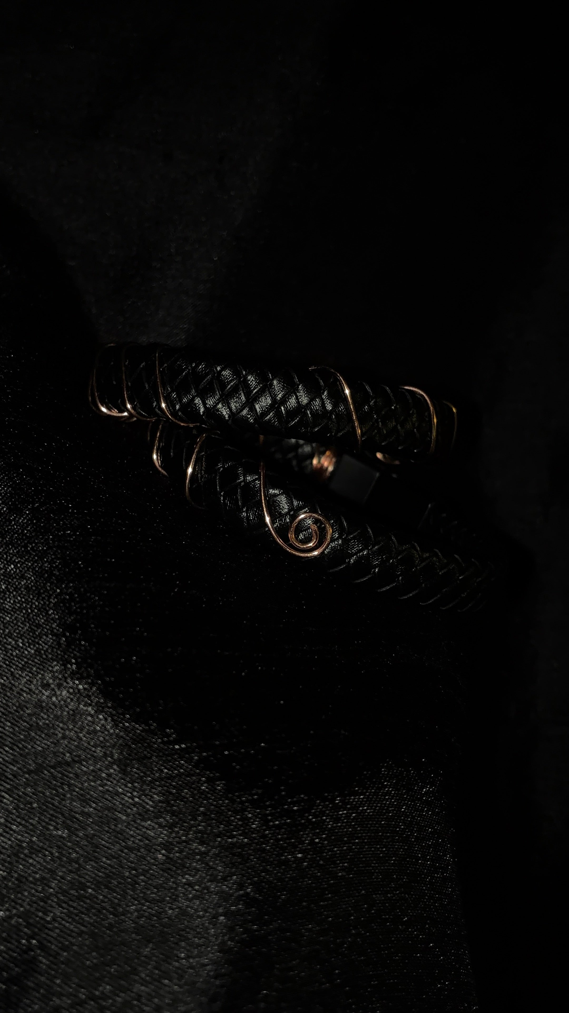 Black cord copper bracelet