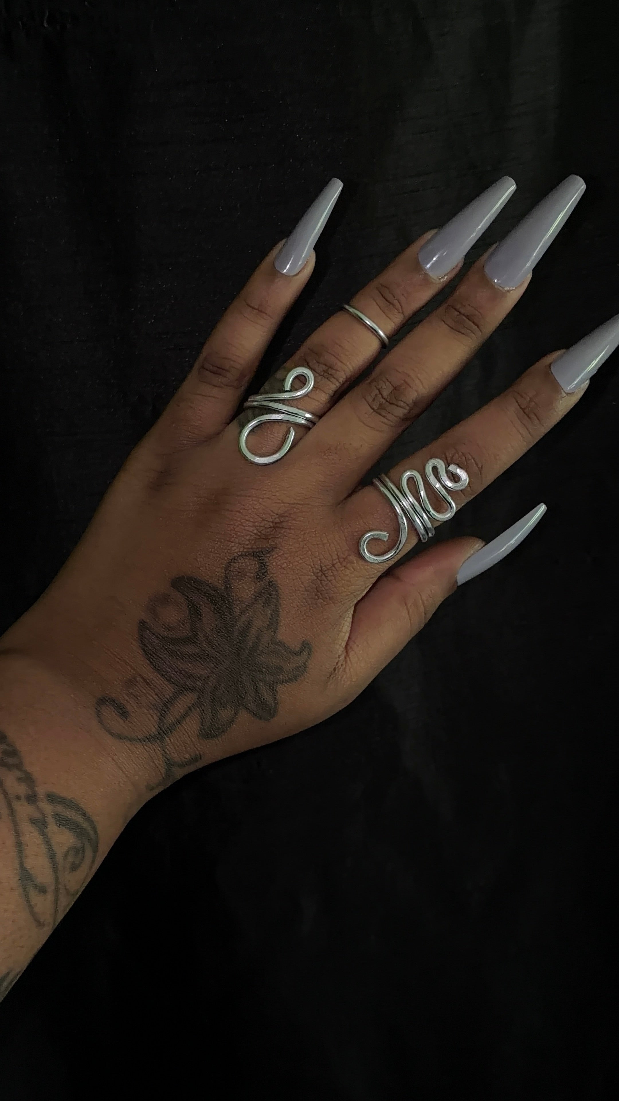 3 piece silver ring set
