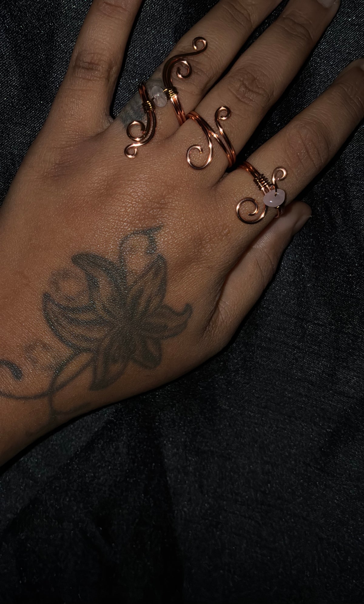 Rose quartz ring set
