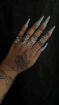 6 pieces silver ring stack