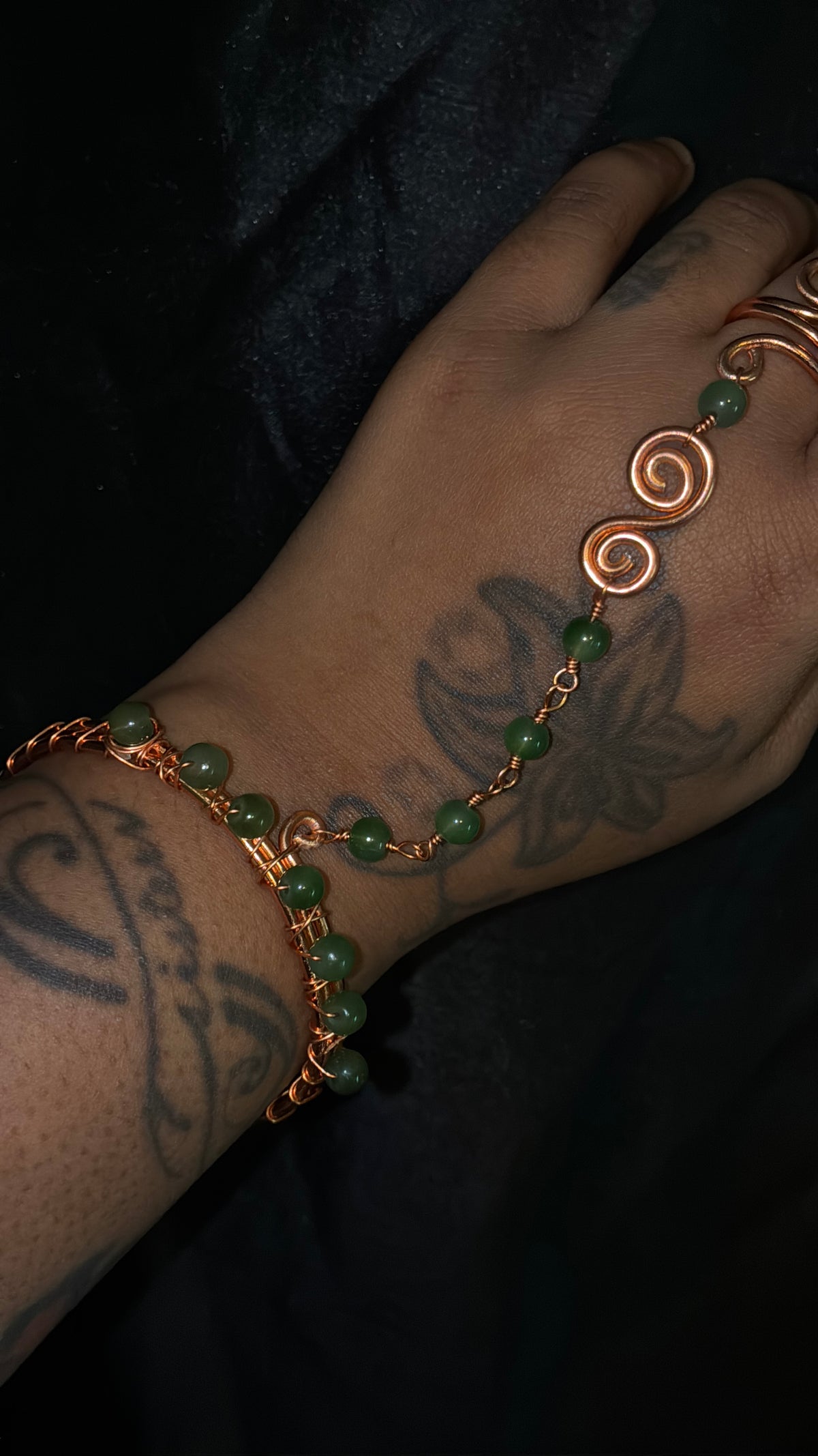 Jade green ring cuff