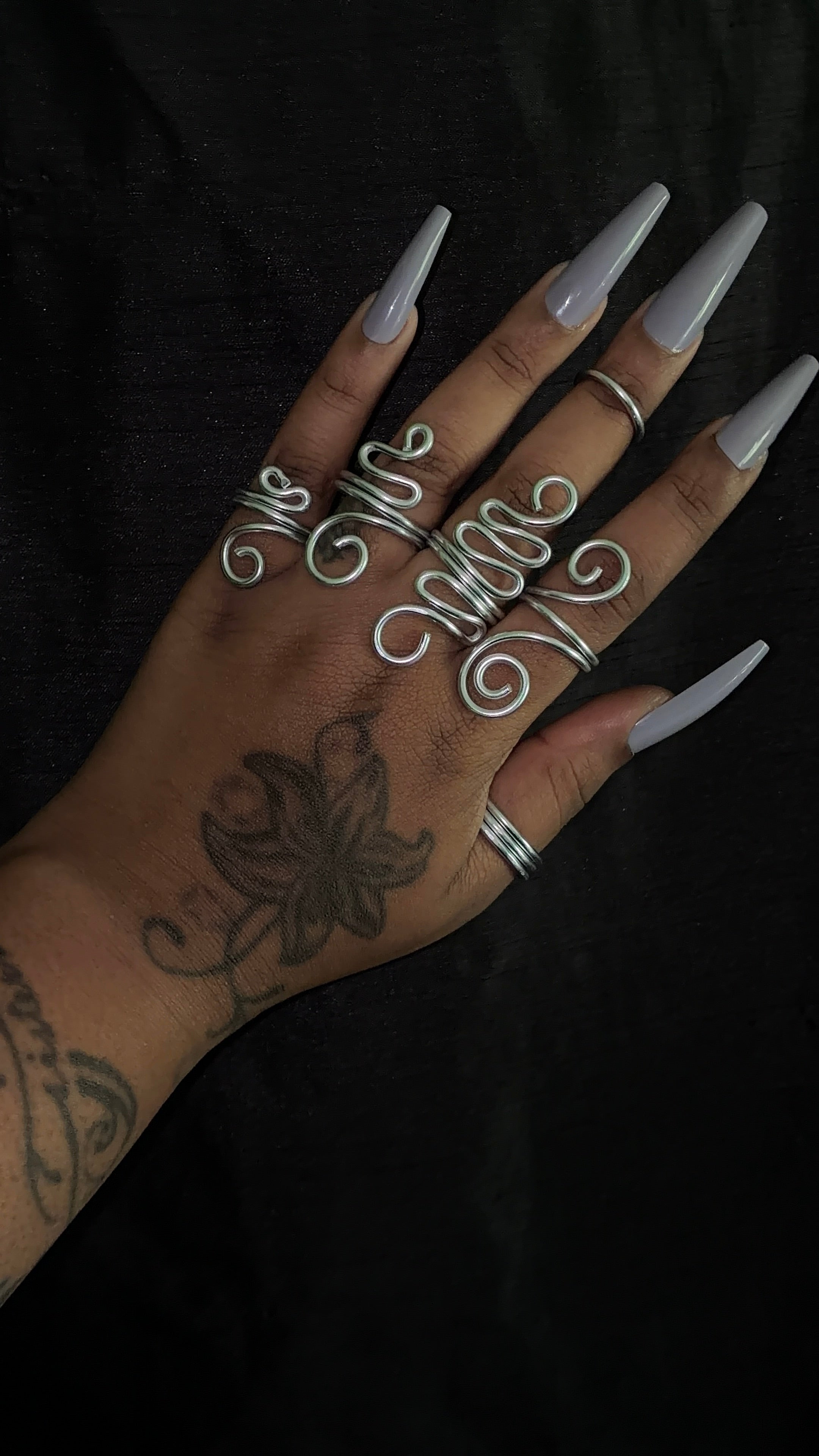 6 piece silver ring stack