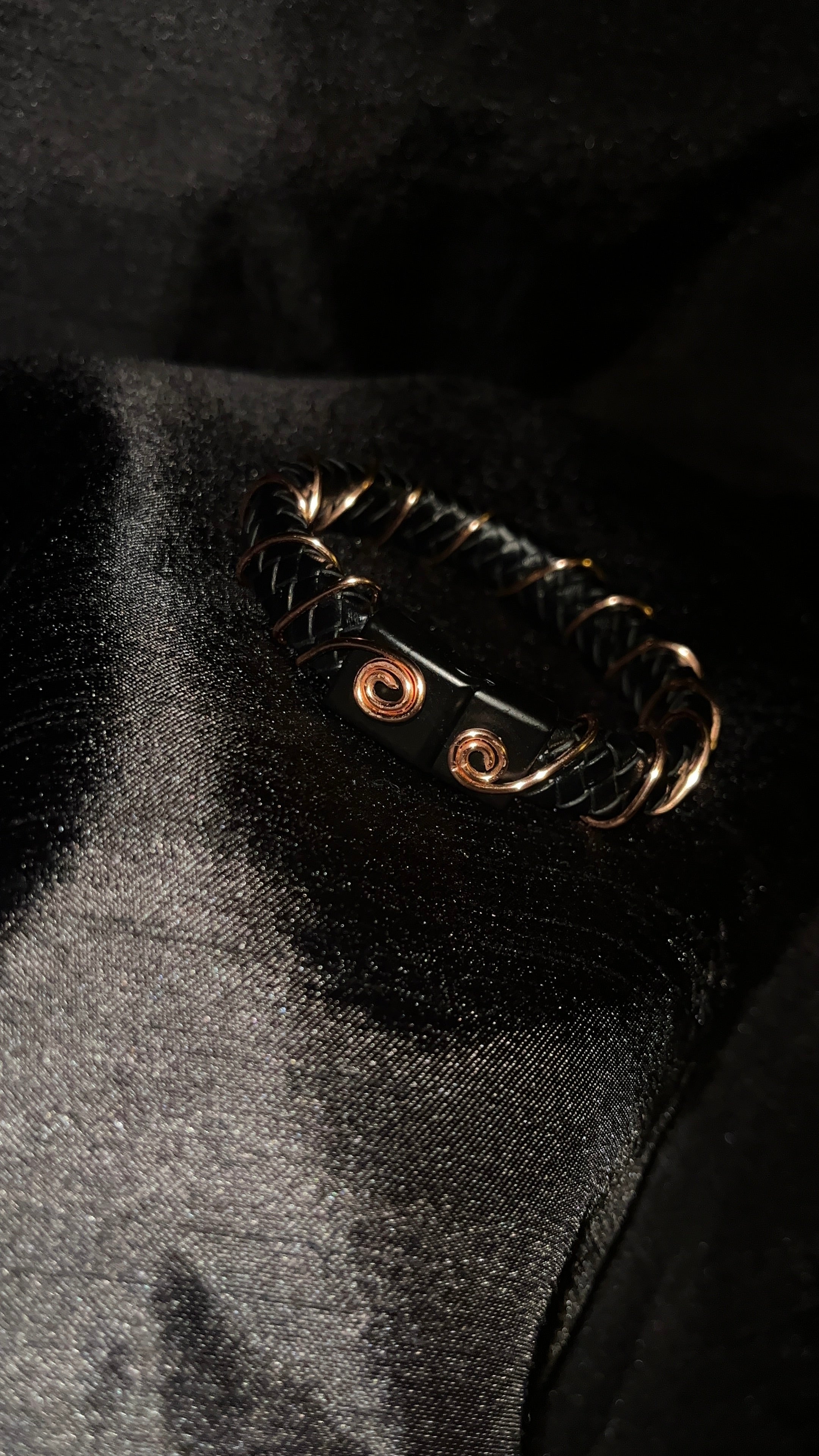 Black cord copper bracelet