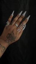 3 piece silver ring set
