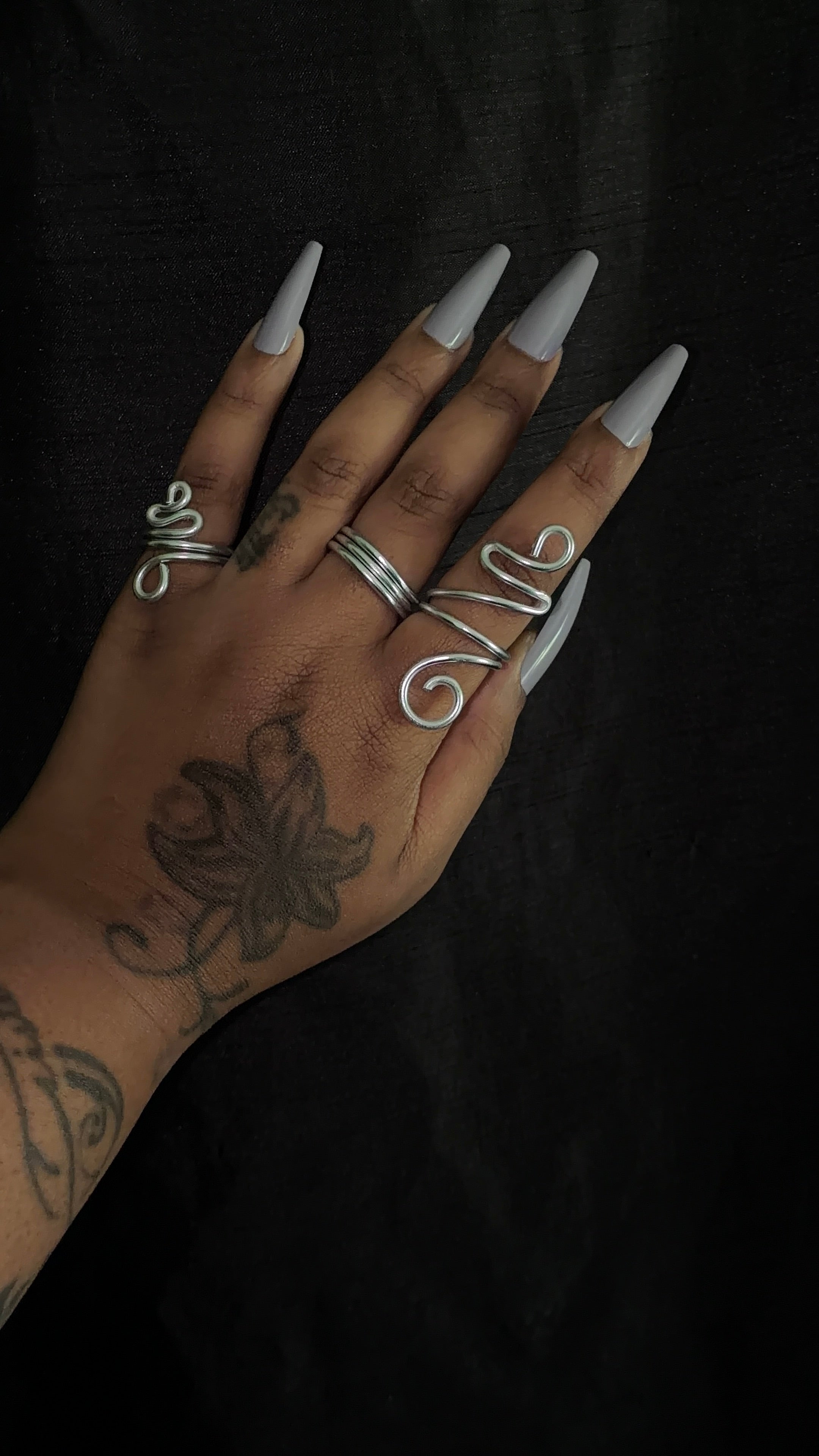 3 piece silver ring set