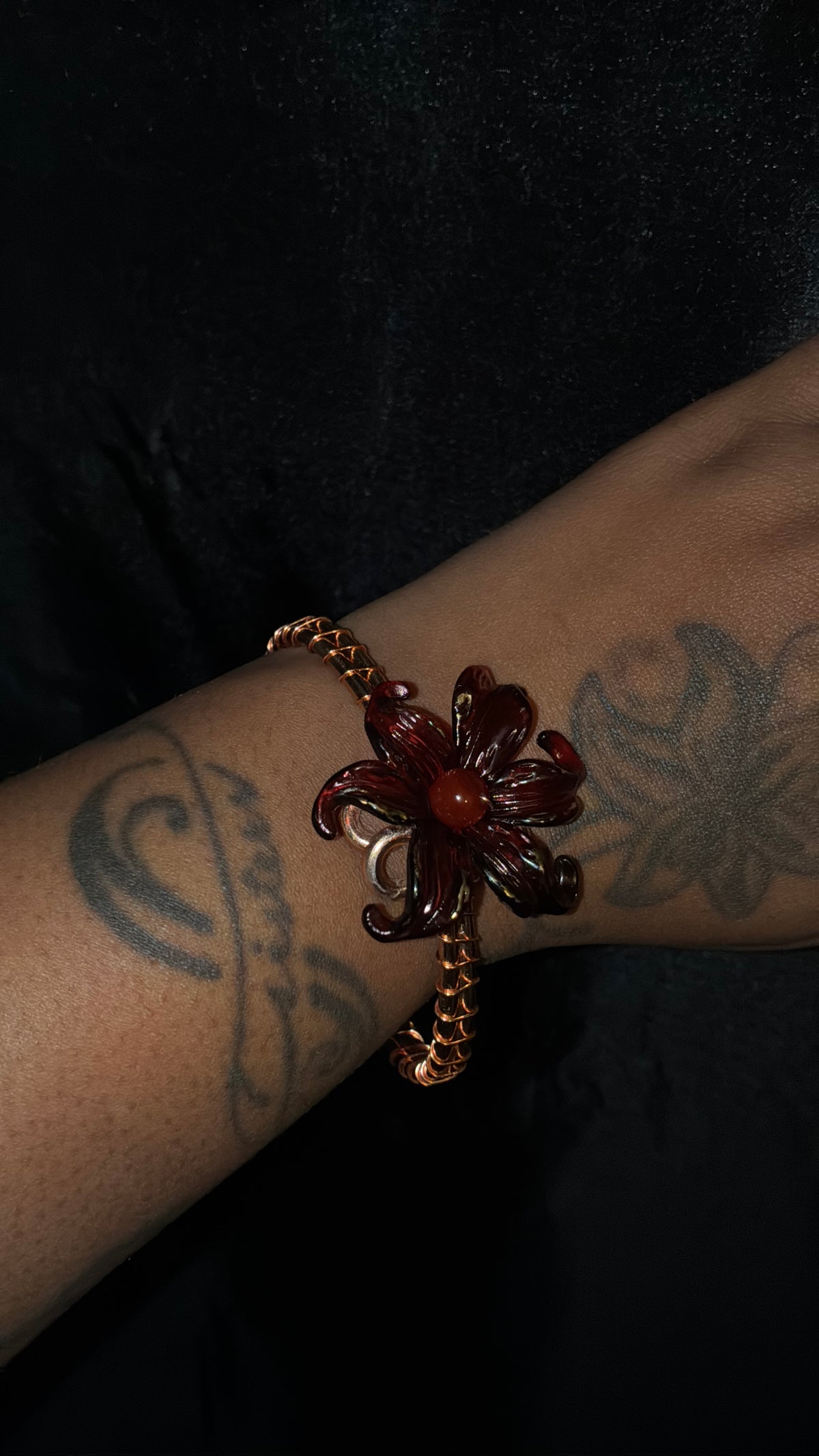 Carnelian flower bracelet