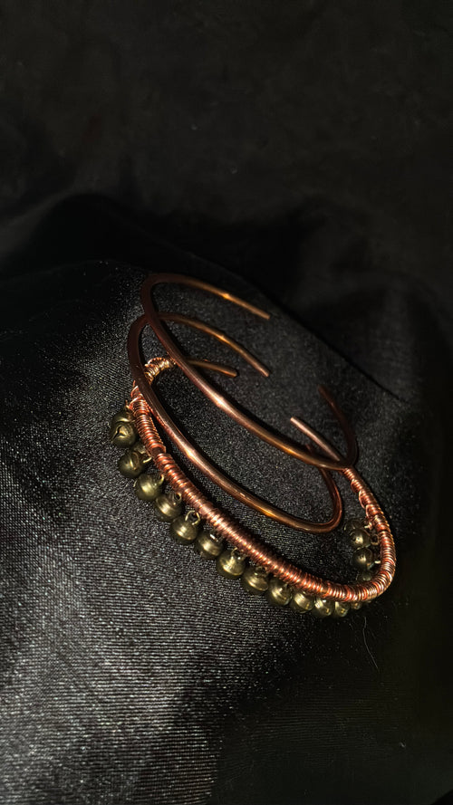 3 piece Copper bangles with bells