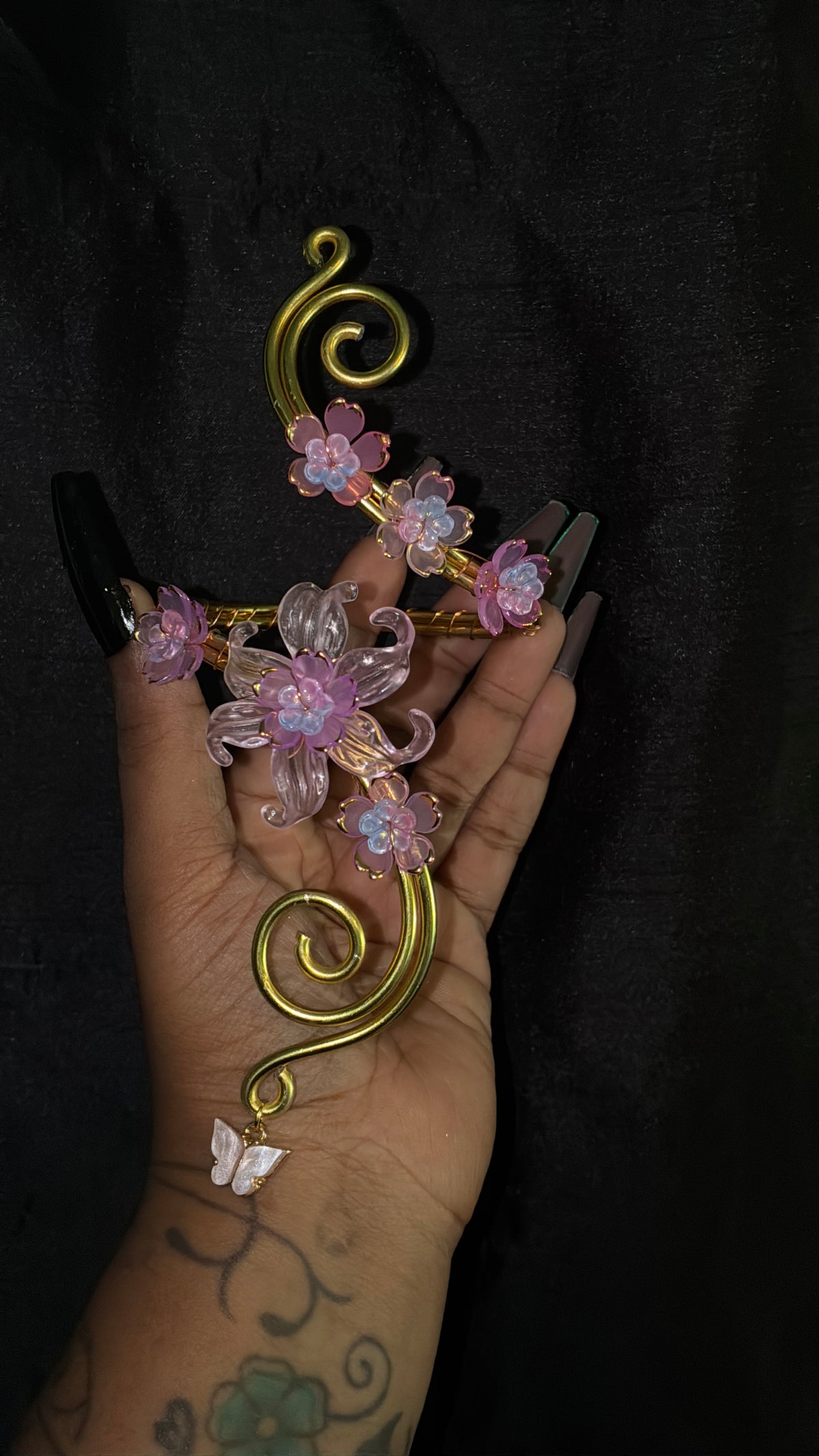 Kids pink butterfly cuff