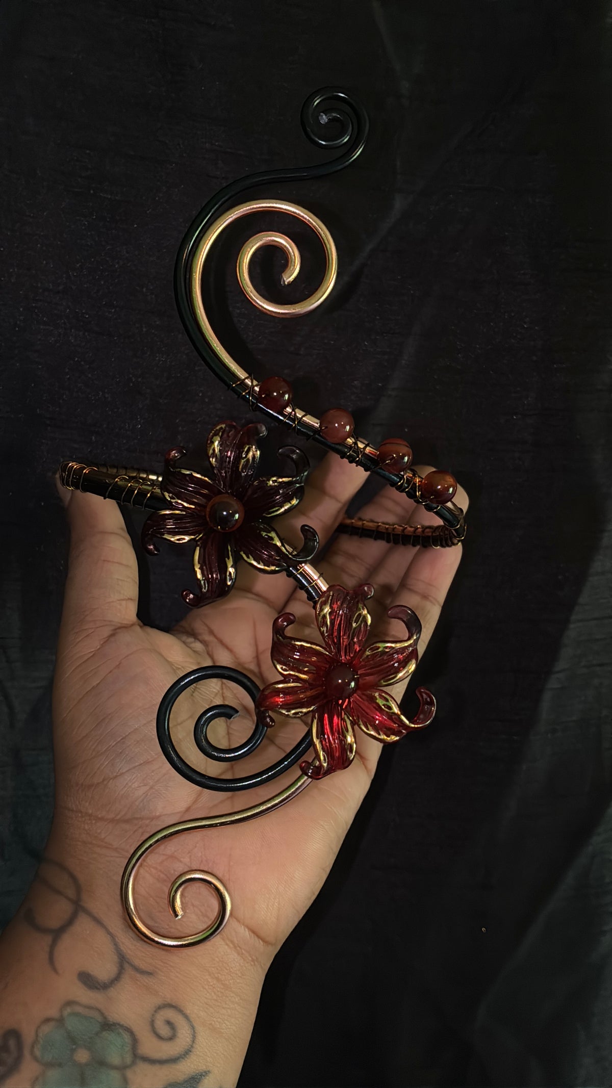 Black & gold mixed Carnelian arm cuff