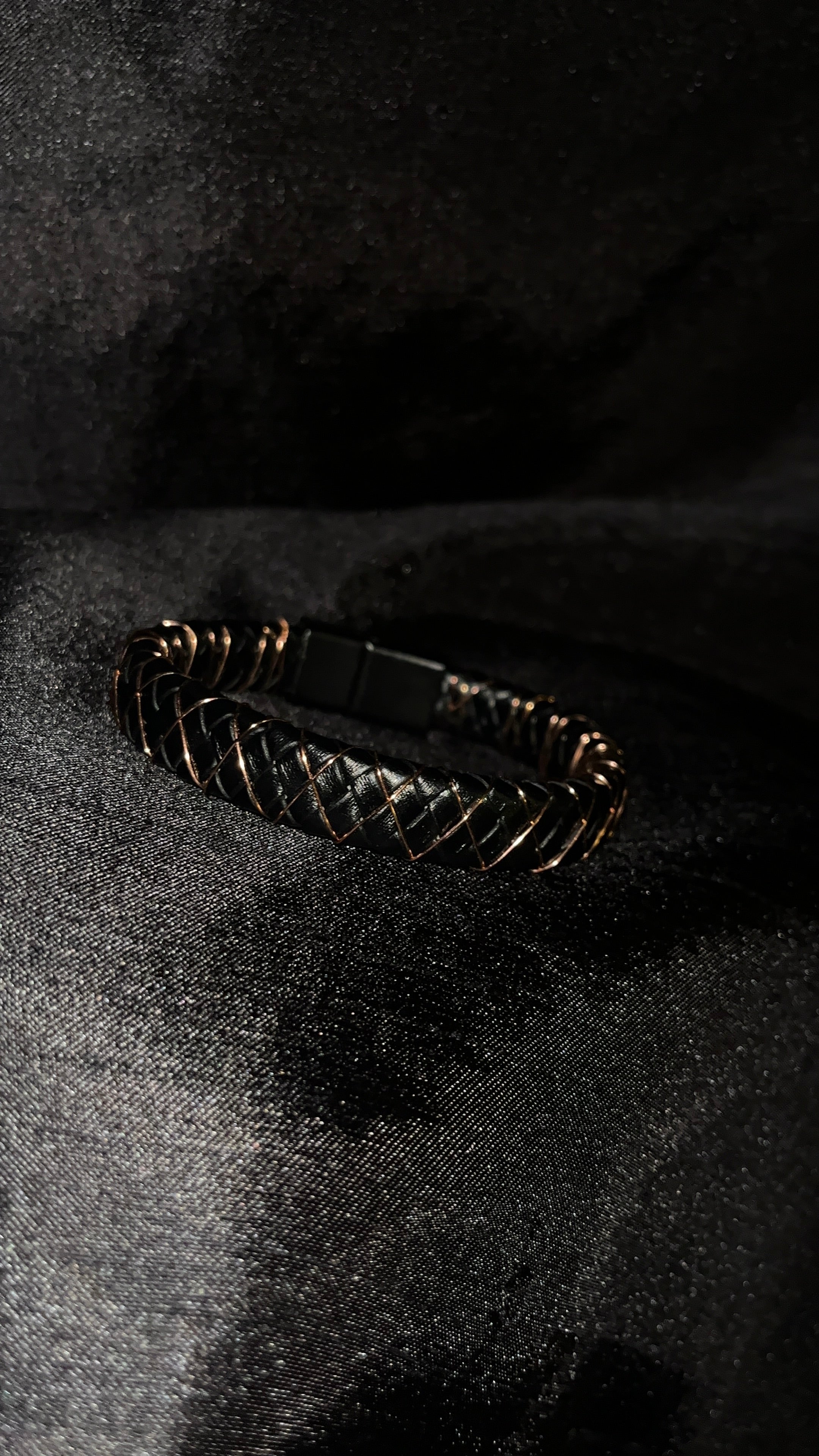 Black cord copper bracelet