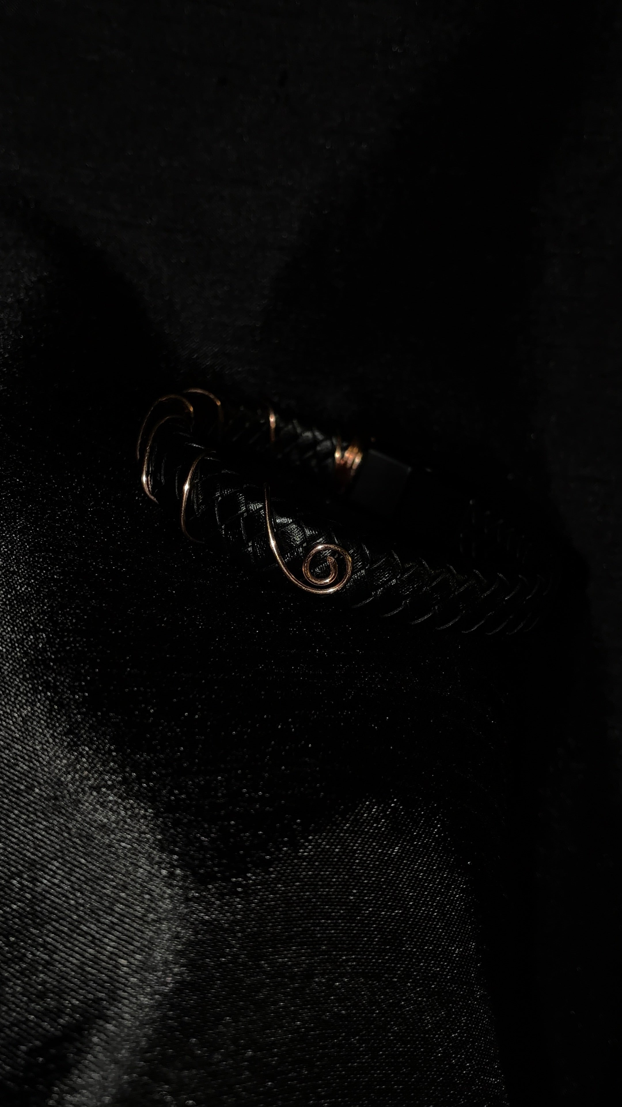 Black cord copper bracelet