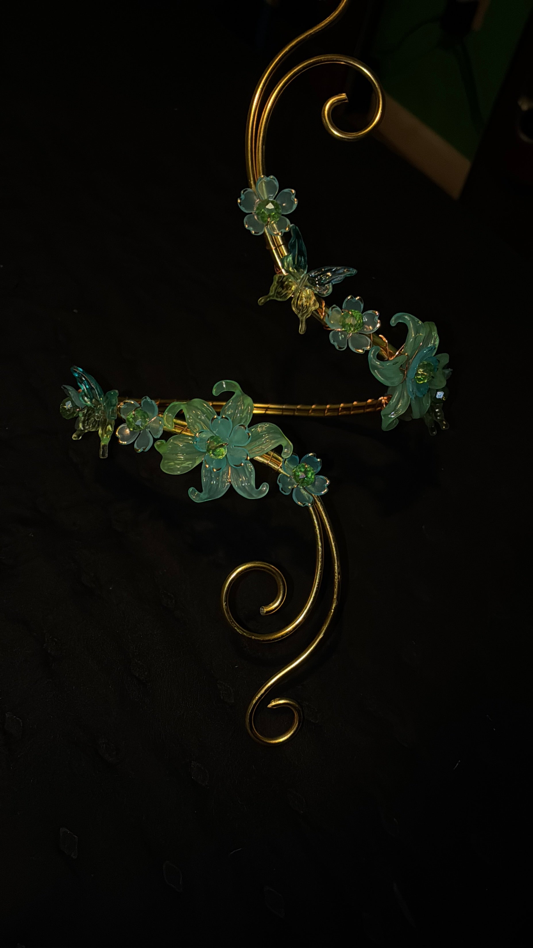 Teal butterfly garden arm cuff