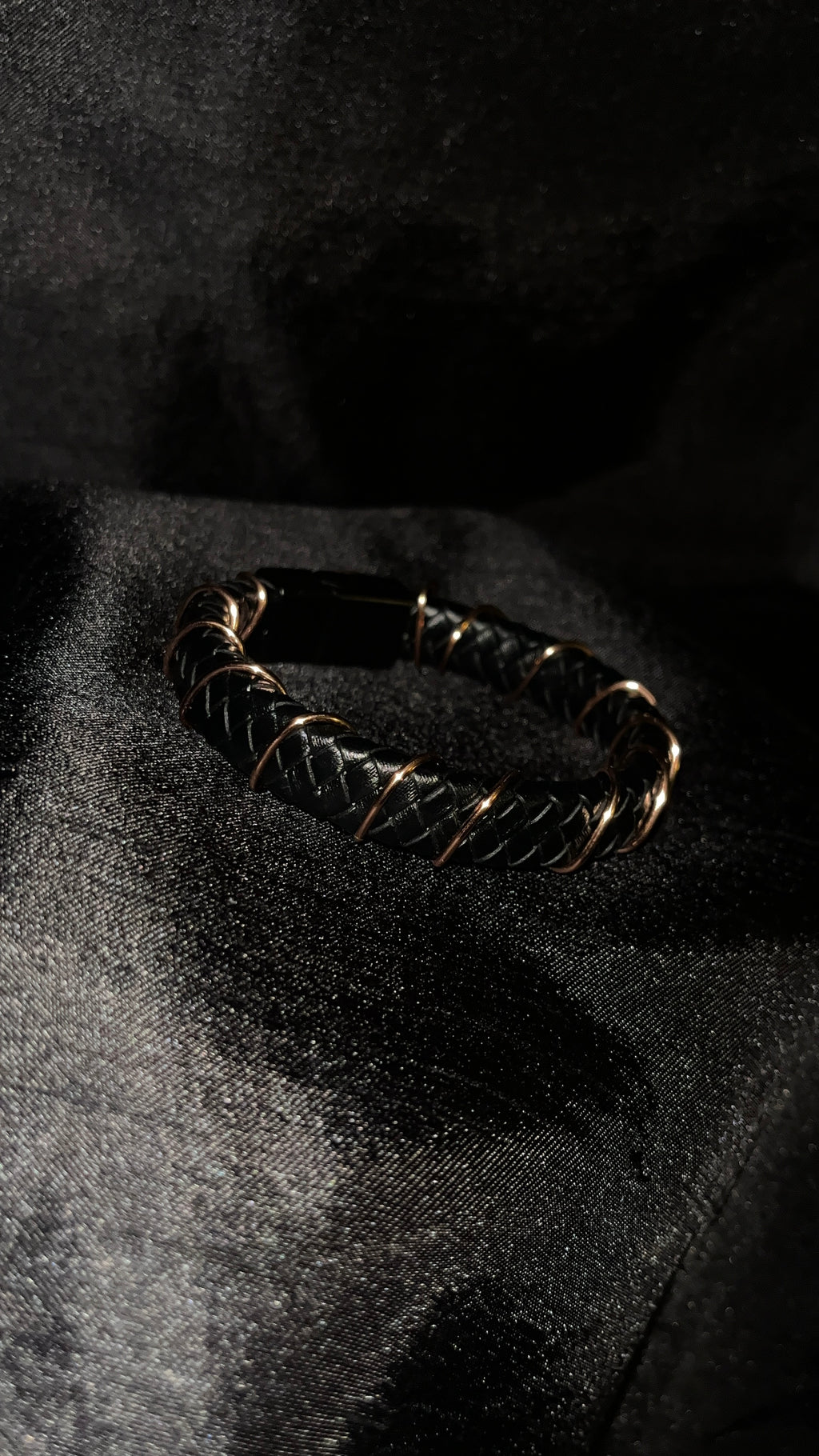 Black cord copper bracelet