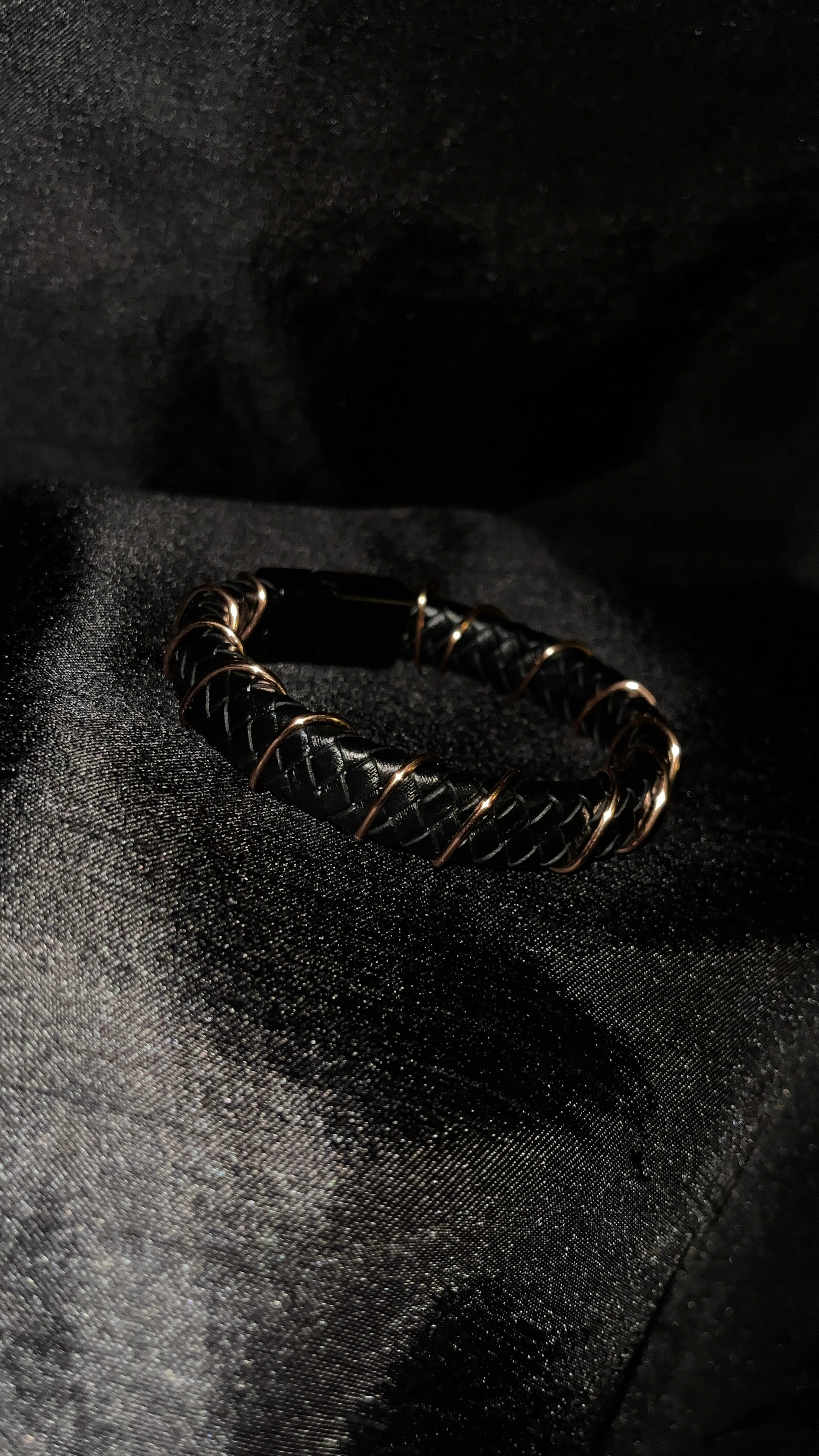 Black cord copper bracelet