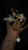 White jade & Clear Quartz arm cuff