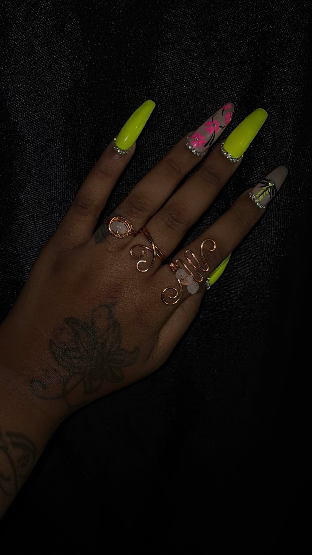 Rose quartz 3 piece ring set