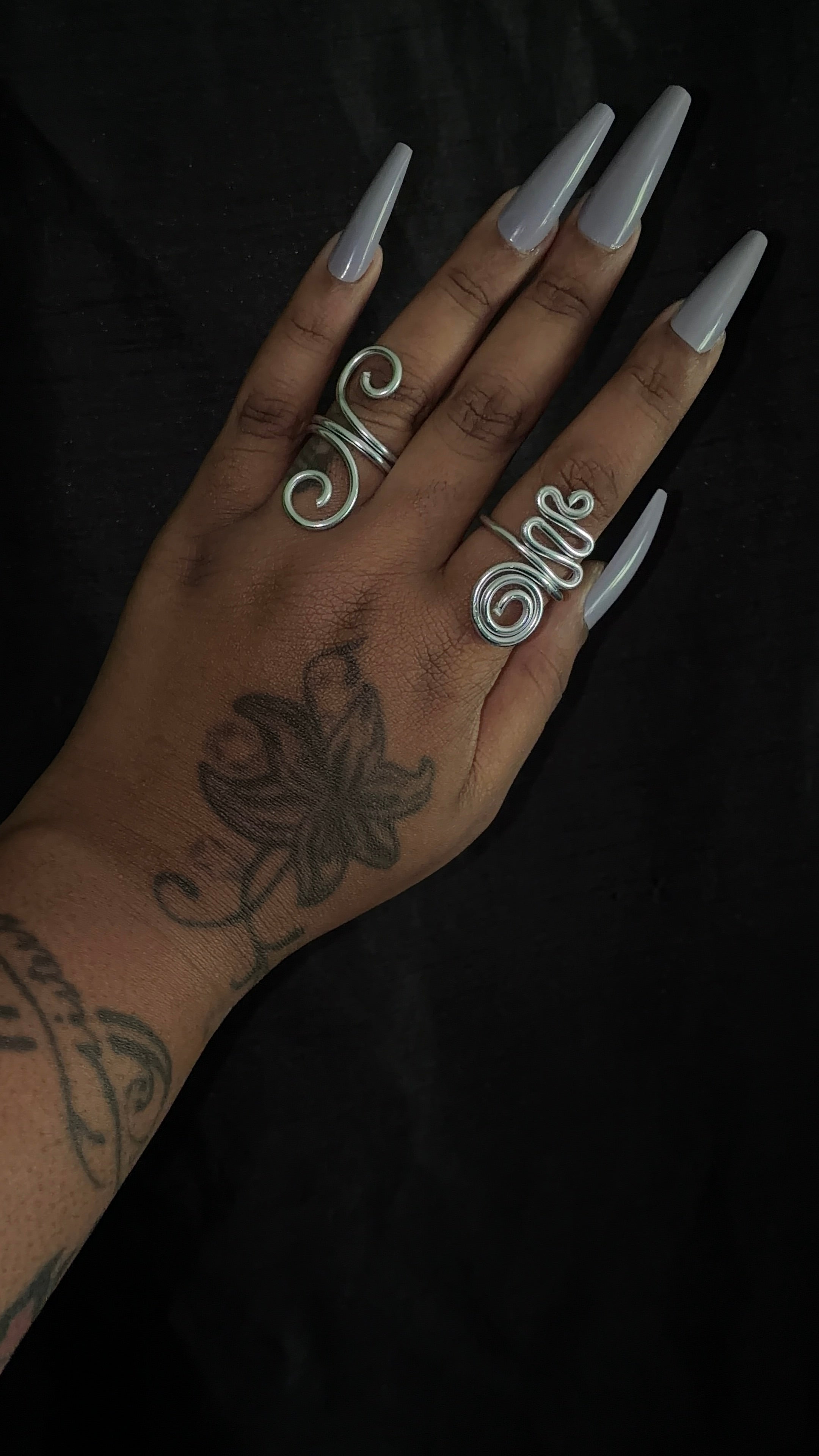 2 piece silver ring set