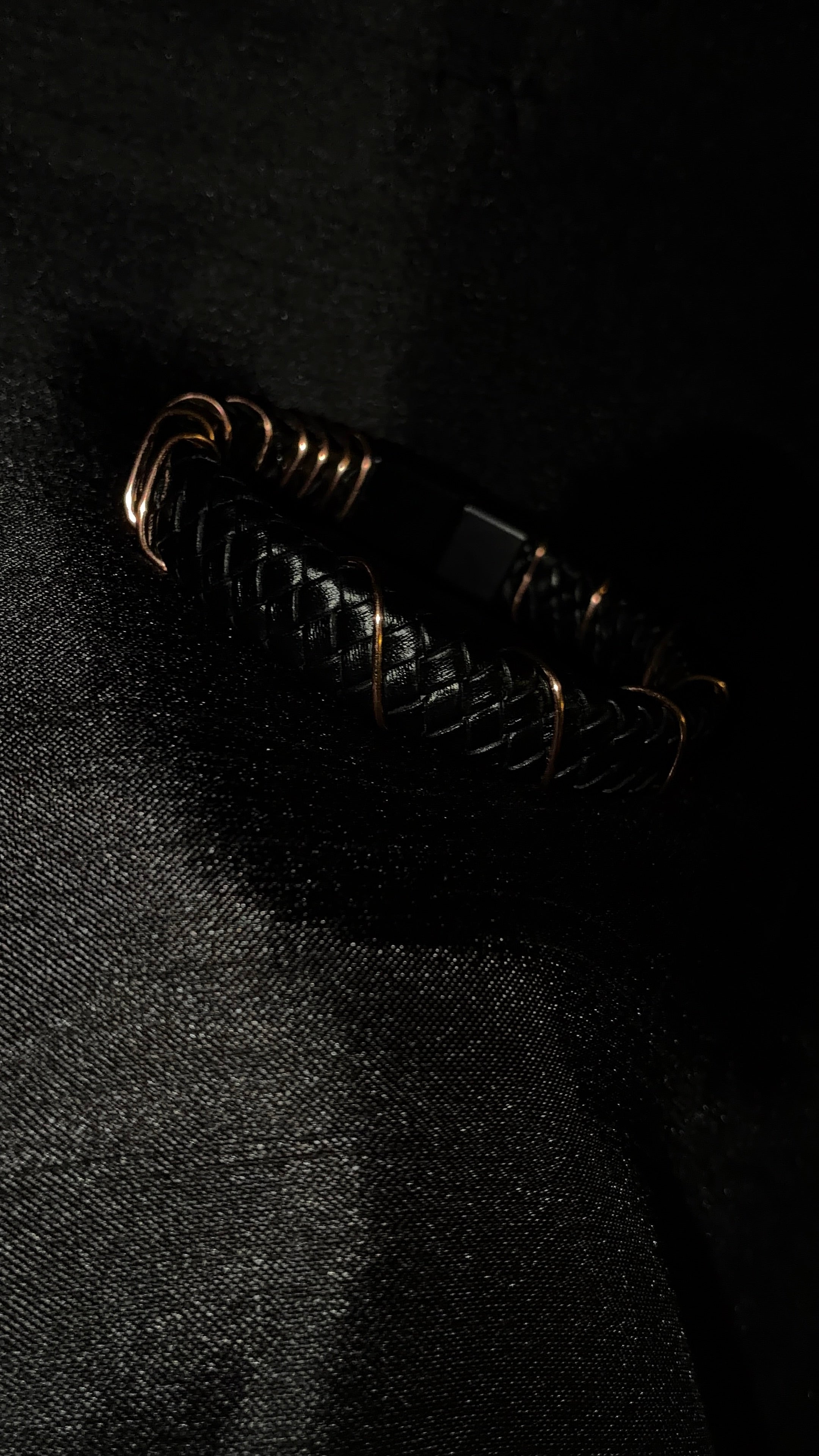 Black cord copper bracelet