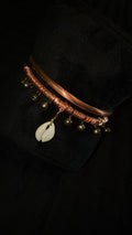 2 piece Chunky bangles with bells and cowrie shell