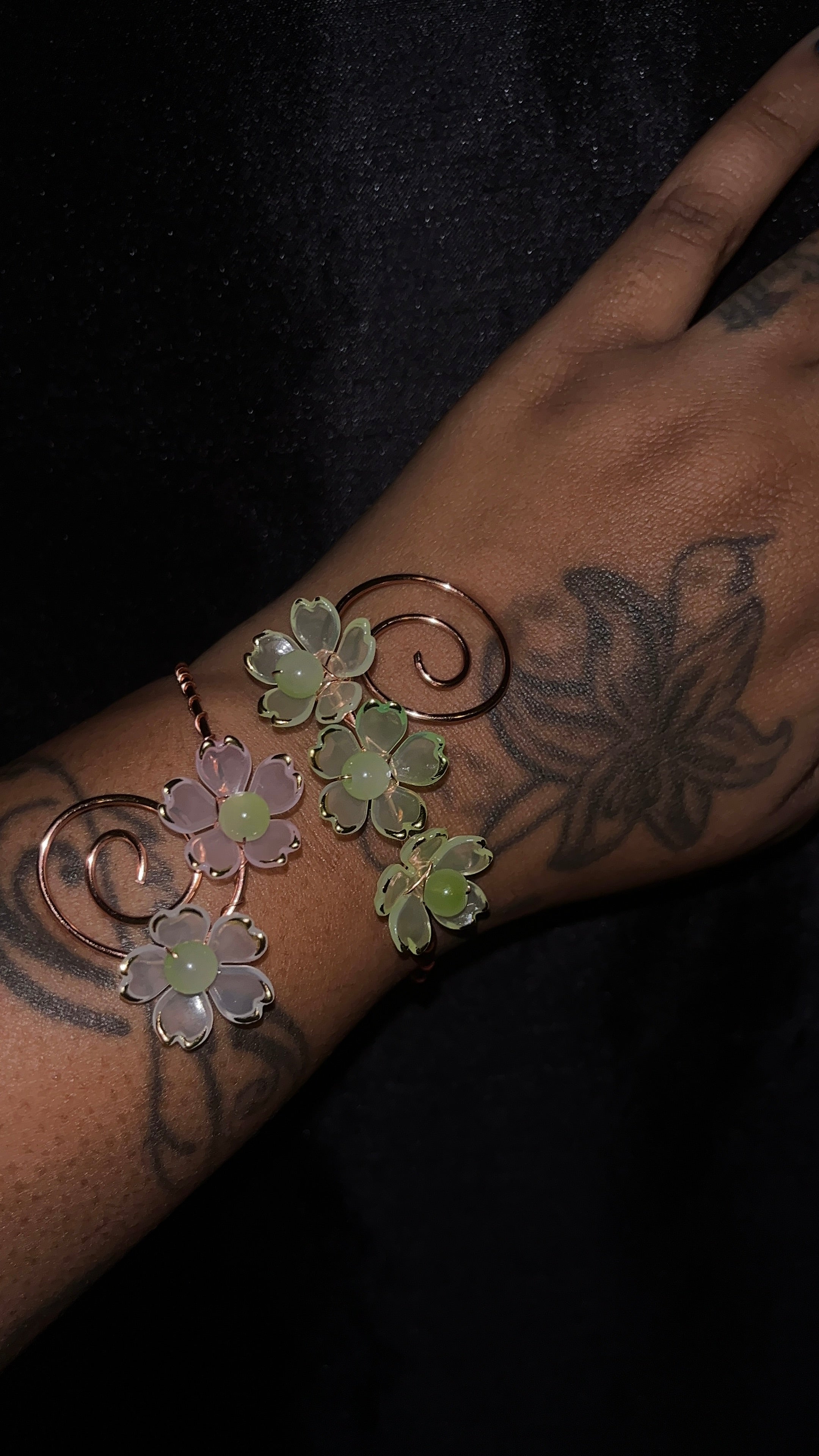 Copper flower bracelet