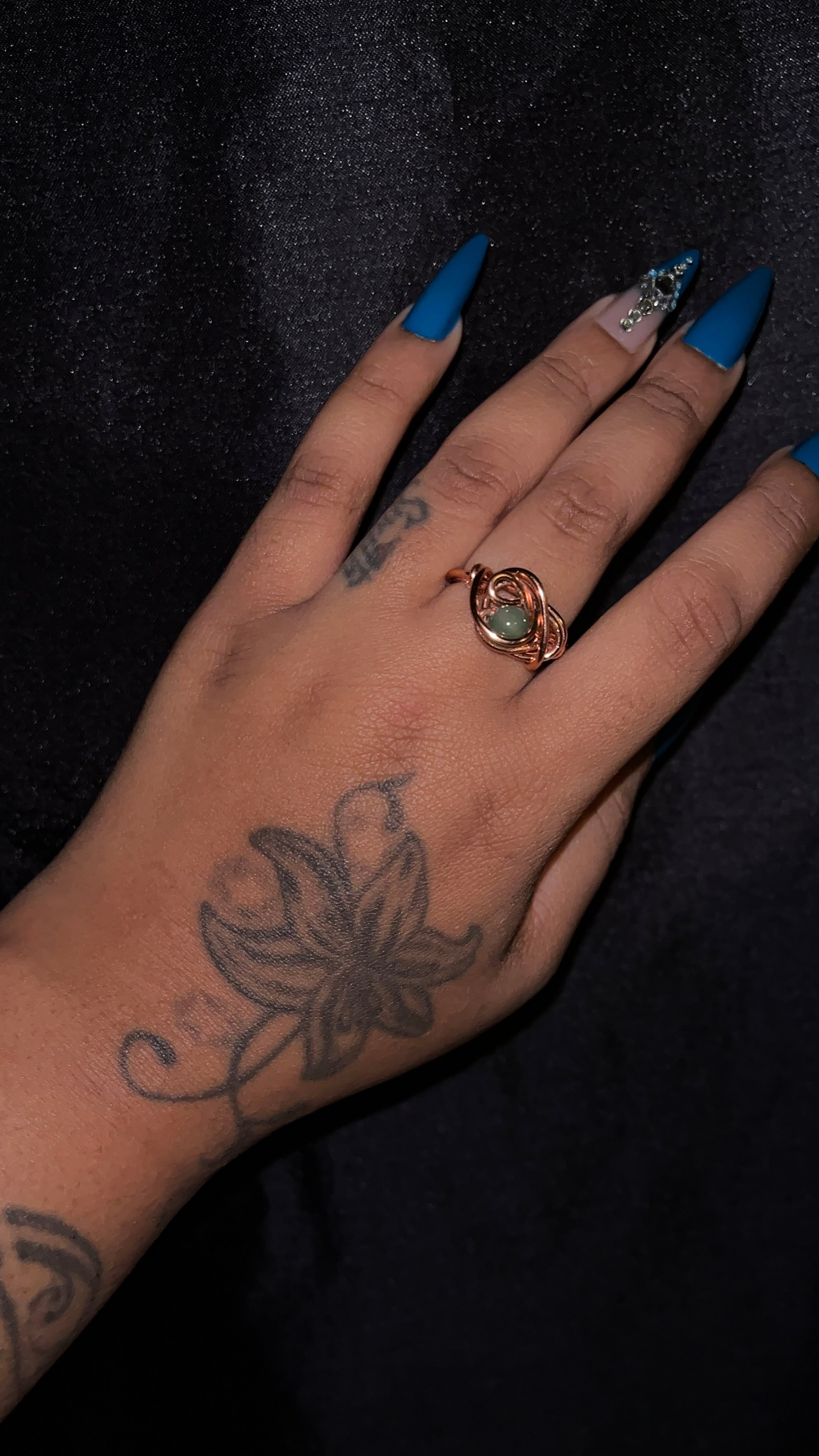Jade green copper ring