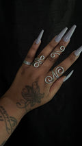 4 piece silver ring set