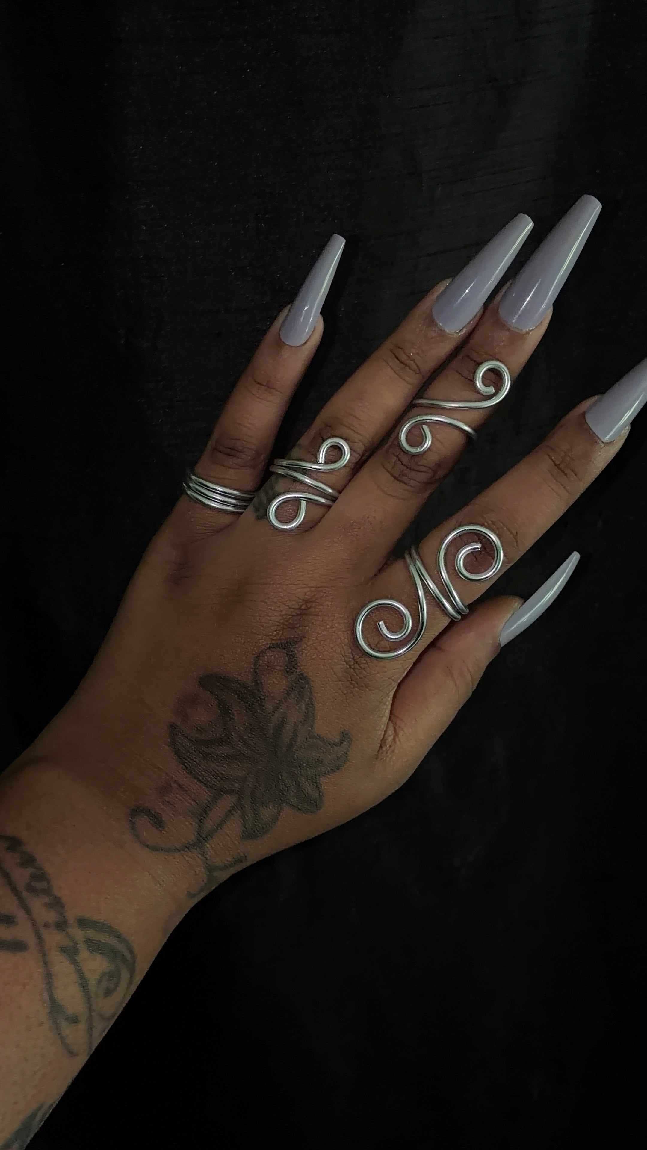 4 piece silver ring set